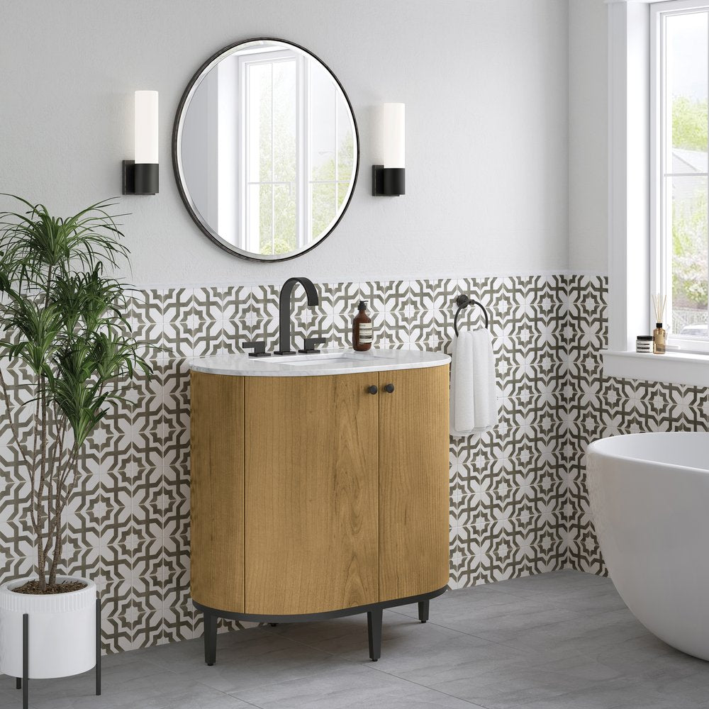 James Martin - Bellamy 36" Single Vanity, Rustic Oak w/ Carrara Marble Top - D300-V36-RSO-CAR view 4