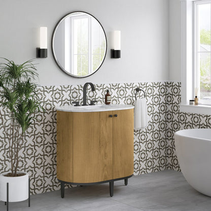 James Martin - Bellamy 36" Single Vanity, Rustic Oak w/ Carrara Marble Top - D300-V36-RSO-CAR view 4