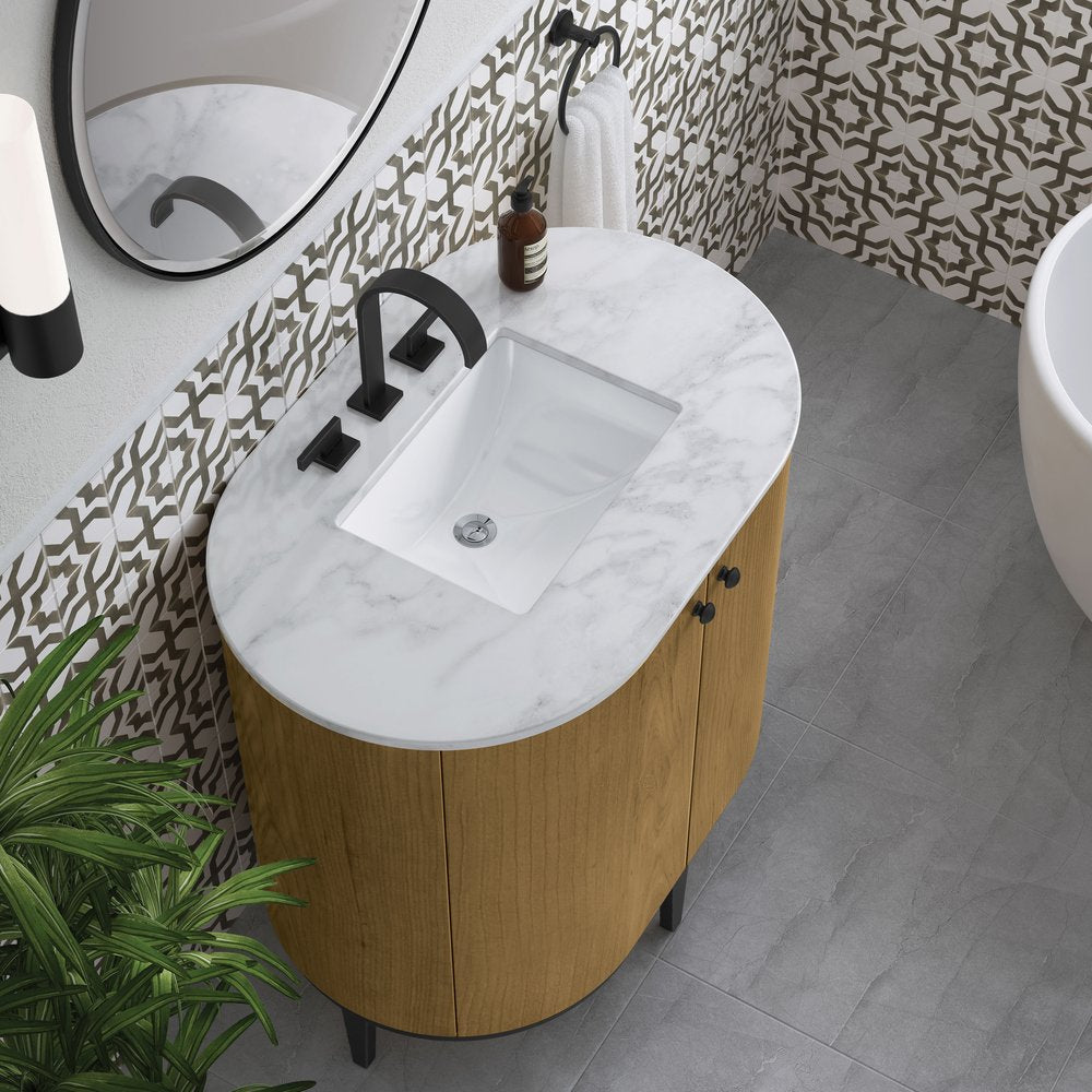 James Martin - Bellamy 36" Single Vanity, Rustic Oak w/ Carrara Marble Top - D300-V36-RSO-CAR view 5