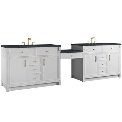 James Martin - Bellshire 120" Dual Vanity Set with 24" Make-Up Counter, Bright White w/3 cm Charcoal Soapstone Silestone Top - 660-VMC120-BW-3CSP view 5
