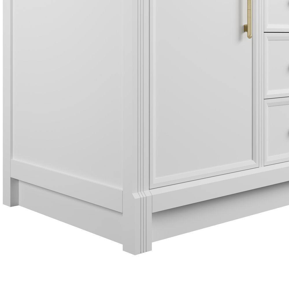 James Martin - Bellshire 120" Dual Vanity Set with 24" Make-Up Counter, Bright White w/3 cm Eternal Jasmine Pearl Silestone Top - 660-VMC120-BW-3EJP view 7