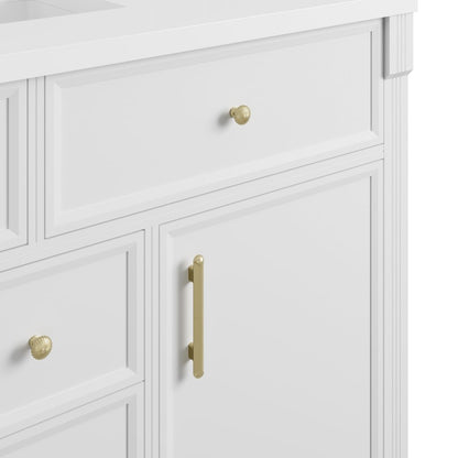 James Martin - Bellshire 120" Dual Vanity Set with 24" Make-Up Counter, Bright White w/3 cm Parisien Bleu Silestone Top w/FreePower Wireless Charger - 660-VMC120-BW-FPBL view 5