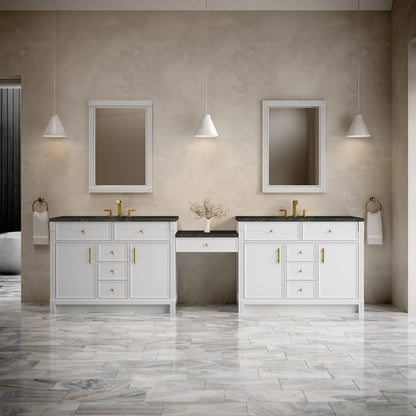James Martin - Bellshire 120" Dual Vanity Set with 24" Make-Up Counter, Bright White w/3 cm Phantome Eclos Top - 660-VMC120-BW-3PHT view 2