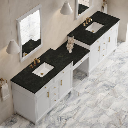 James Martin - Bellshire 120" Dual Vanity Set with 24" Make-Up Counter, Bright White w/3 cm Phantome Eclos Top - 660-VMC120-BW-3PHT view 4