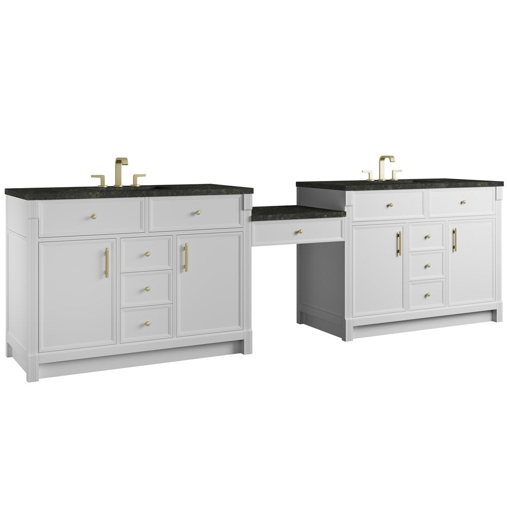 James Martin - Bellshire 120" Dual Vanity Set with 24" Make-Up Counter, Bright White w/3 cm Phantome Eclos Top - 660-VMC120-BW-3PHT view 5