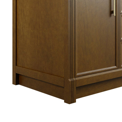 James Martin - Bellshire 120" Dual Vanity Set with 24" Make-Up Counter, Honey Oak w/3 cm Parisien Bleu Silestone Top - 660-VMC120-HNO-3PBL view 7