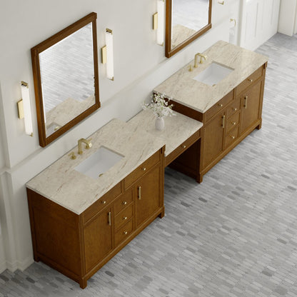 James Martin - Bellshire 120" Dual Vanity Set with 24" Make-Up Counter, Honey Oak w/3 cm Tajnar Eclos Top - 660-VMC120-HNO-3TJR view 4