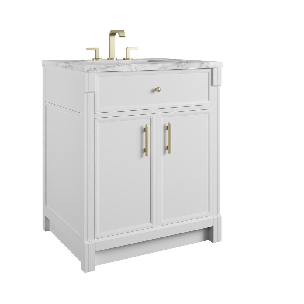 James Martin - Bellshire 30" Single Vanity, Bright White w/ 3 CM Carrara Marble Top - 660-V30-BW-3CAR view 10