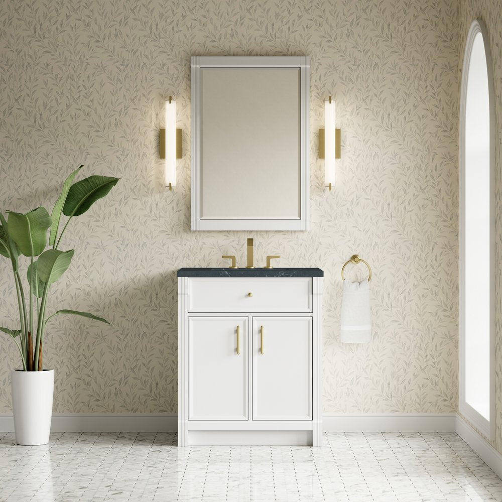 James Martin - Bellshire 30" Single Vanity, Bright White w/ 3 CM Charcoal Soapstone Silestone Top - 660-V30-BW-3CSP view 3