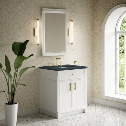 James Martin - Bellshire 30" Single Vanity, Bright White w/ 3 CM Charcoal Soapstone Silestone Top - 660-V30-BW-3CSP view 4
