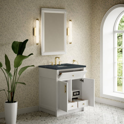 James Martin - Bellshire 30" Single Vanity, Bright White w/ 3 CM Charcoal Soapstone Silestone Top - 660-V30-BW-3CSP view 5