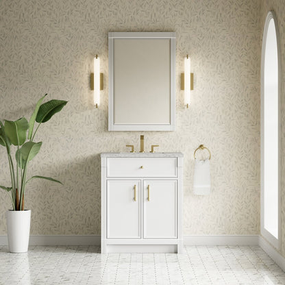 James Martin - Bellshire 30" Single Vanity, Bright White w/ 3 CM Eternal Jasmine Pearl Silestone Top - 660-V30-BW-3EJP view 3