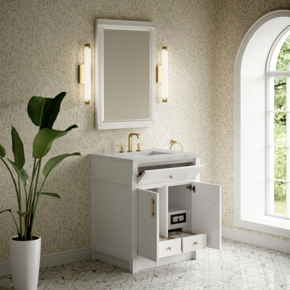 James Martin - Bellshire 30" Single Vanity, Bright White w/ 3 CM Eternal Jasmine Pearl Silestone Top - 660-V30-BW-3EJP view 5