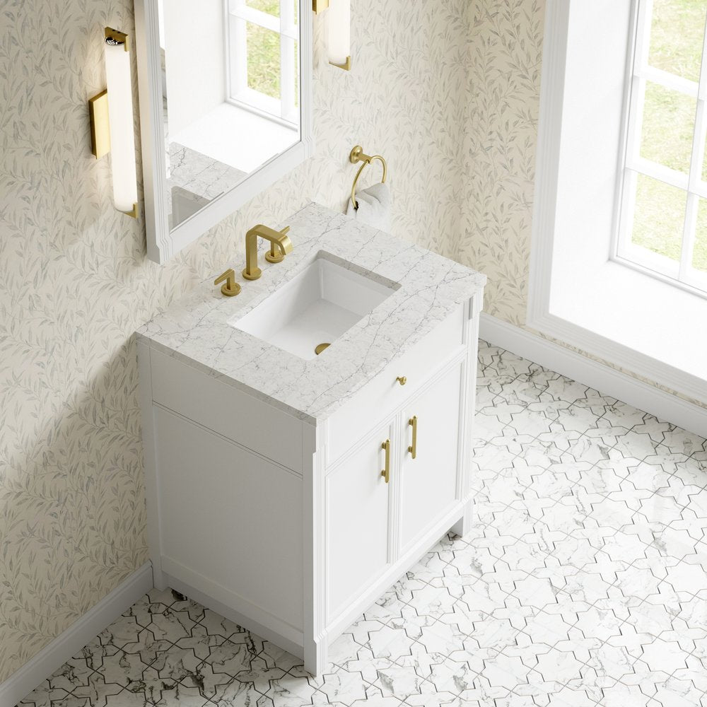 James Martin - Bellshire 30" Single Vanity, Bright White w/ 3 CM Eternal Jasmine Pearl Silestone Top - 660-V30-BW-3EJP view 7