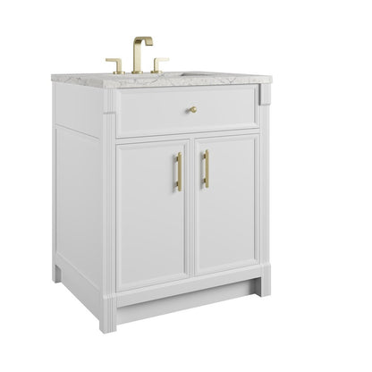 James Martin - Bellshire 30" Single Vanity, Bright White w/ 3 CM Eternal Jasmine Pearl Silestone Top - 660-V30-BW-3EJP view 10