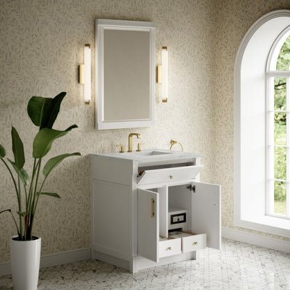 James Martin - Bellshire 30" Single Vanity, Bright White w/ 3 CM Ethereal Noctis Silestone Top - 660-V30-BW-3ENC view 5