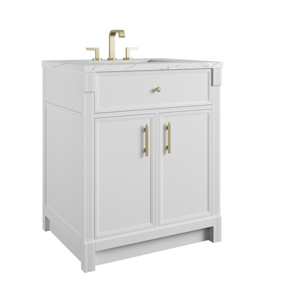 James Martin - Bellshire 30" Single Vanity, Bright White w/ 3 CM Ethereal Noctis Silestone Top - 660-V30-BW-3ENC view 10