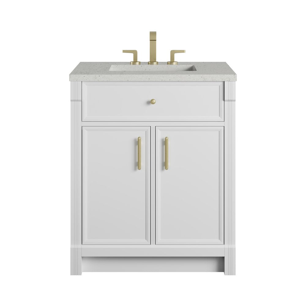 James Martin - Bellshire 30" Single Vanity, Bright White w/ 3 CM Lime Delight Silestone Top - 660-V30-BW-3LDL view 1