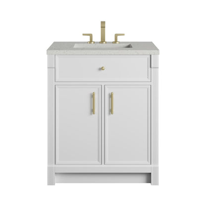 James Martin - Bellshire 30" Single Vanity, Bright White w/ 3 CM Lime Delight Silestone Top - 660-V30-BW-3LDL view 1