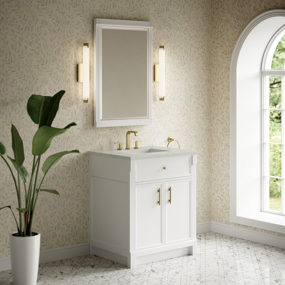 James Martin - Bellshire 30" Single Vanity, Bright White w/ 3 CM Lime Delight Silestone Top - 660-V30-BW-3LDL view 4