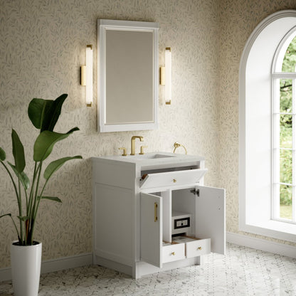 James Martin - Bellshire 30" Single Vanity, Bright White w/ 3 CM Lime Delight Silestone Top - 660-V30-BW-3LDL view 5