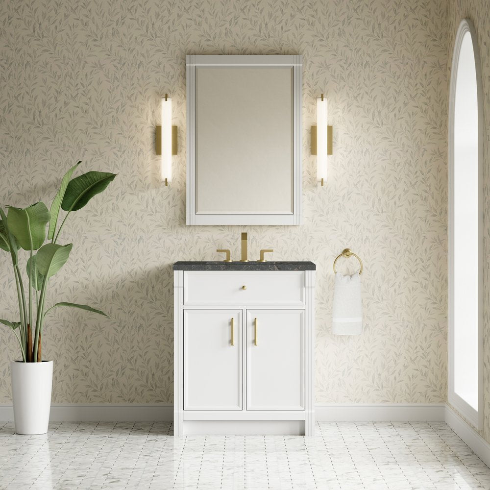 James Martin - Bellshire 30" Single Vanity, Bright White w/ 3 CM Parisien Bleu Silestone Top - 660-V30-BW-3PBL view 3