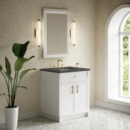 James Martin - Bellshire 30" Single Vanity, Bright White w/ 3 CM Parisien Bleu Silestone Top - 660-V30-BW-3PBL view 4
