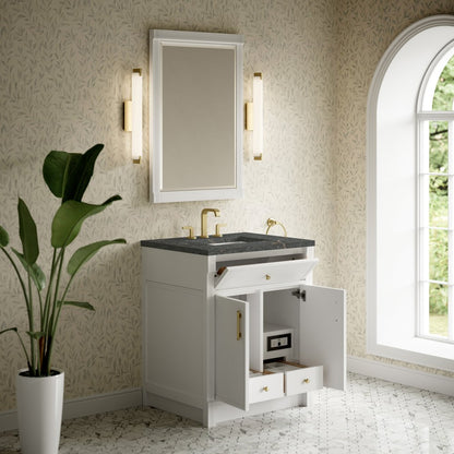 James Martin - Bellshire 30" Single Vanity, Bright White w/ 3 CM Parisien Bleu Silestone Top - 660-V30-BW-3PBL view 5