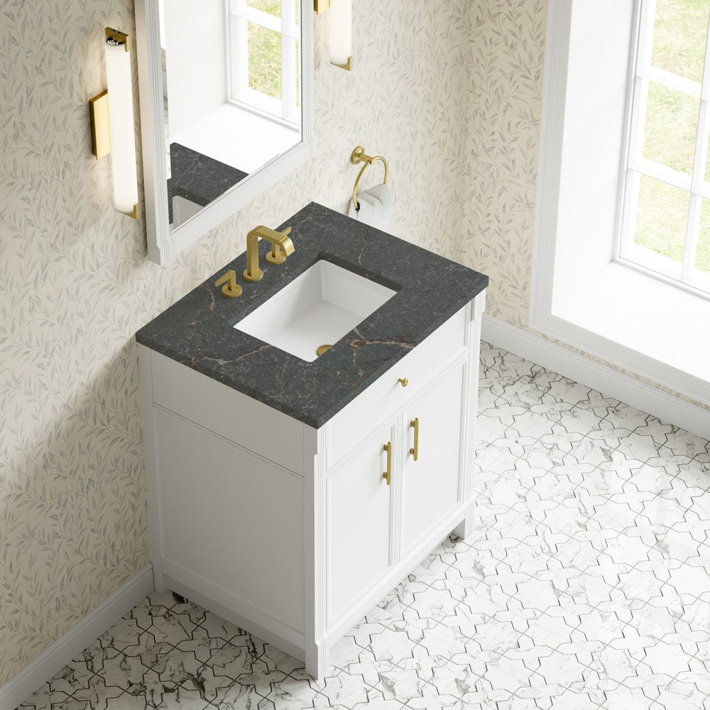 James Martin - Bellshire 30" Single Vanity, Bright White w/ 3 CM Parisien Bleu Silestone Top - 660-V30-BW-3PBL view 7