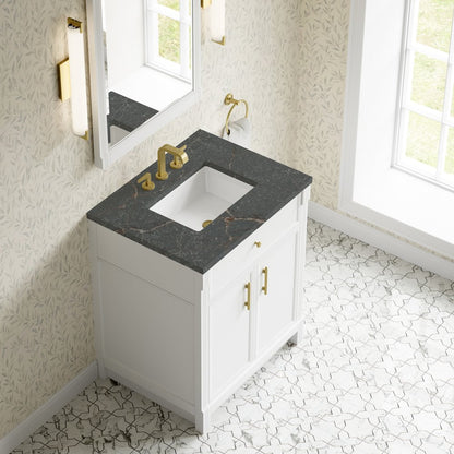 James Martin - Bellshire 30" Single Vanity, Bright White w/ 3 CM Parisien Bleu Silestone Top - 660-V30-BW-3PBL view 7