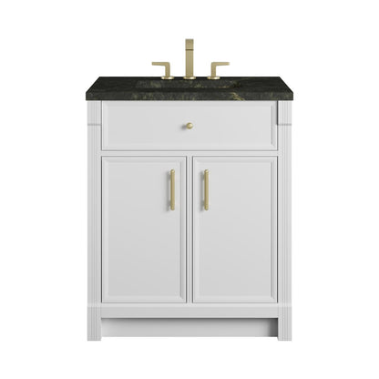 James Martin - Bellshire 30" Single Vanity, Bright White w/ 3 CM Phantome Eclos Top - 660-V30-BW-3PHT view 1