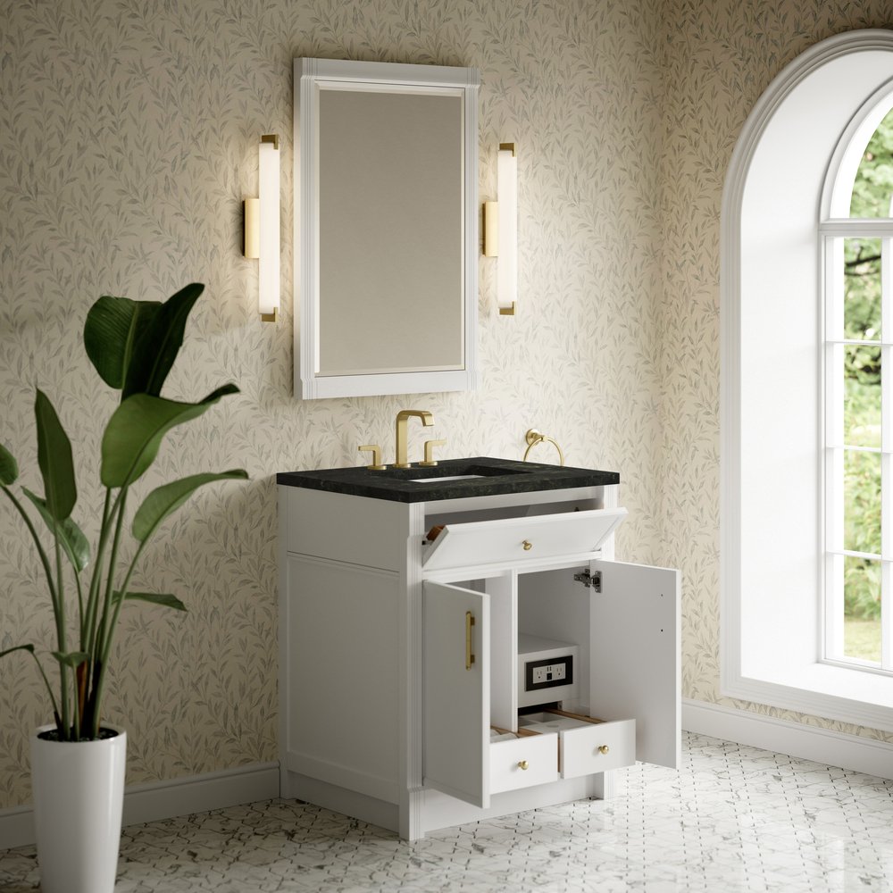James Martin - Bellshire 30" Single Vanity, Bright White w/ 3 CM Phantome Eclos Top - 660-V30-BW-3PHT view 5