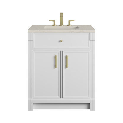 James Martin - Bellshire 30" Single Vanity, Bright White w/ 3 CM Siberian Silestone Top - 660-V30-BW-3SFR view 1