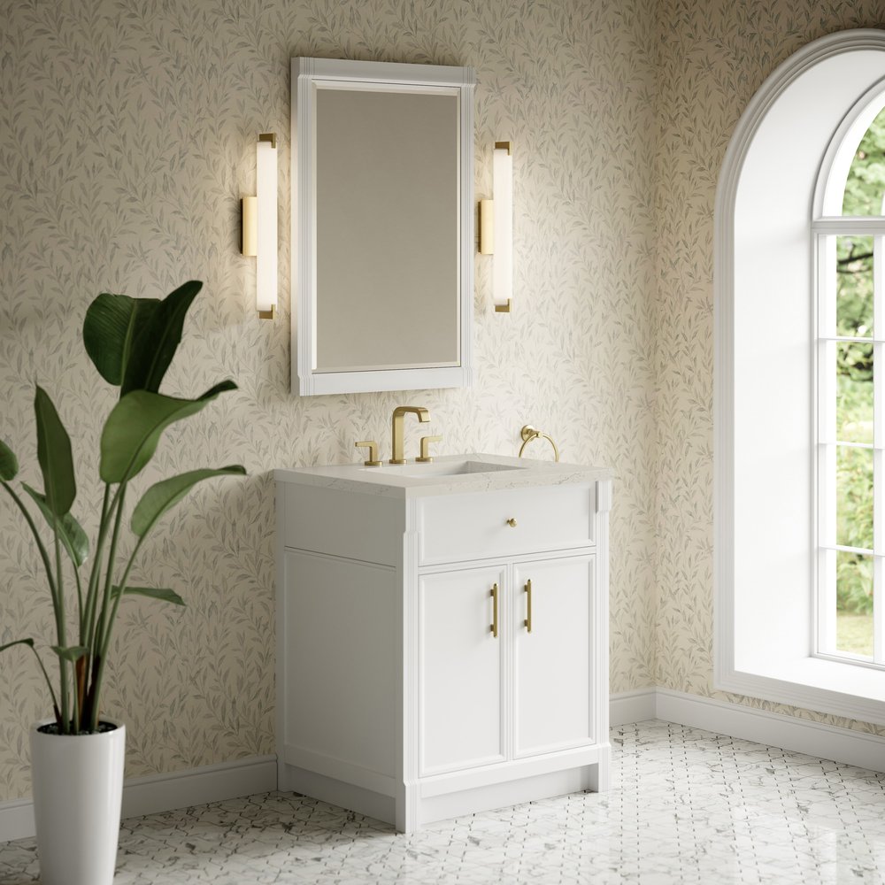James Martin - Bellshire 30" Single Vanity, Bright White w/ 3 CM Siberian Silestone Top - 660-V30-BW-3SFR view 4