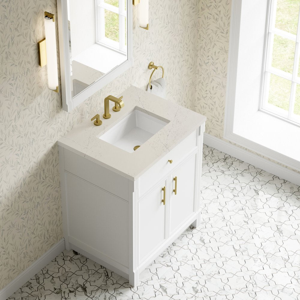 James Martin - Bellshire 30" Single Vanity, Bright White w/ 3 CM Siberian Silestone Top - 660-V30-BW-3SFR view 7