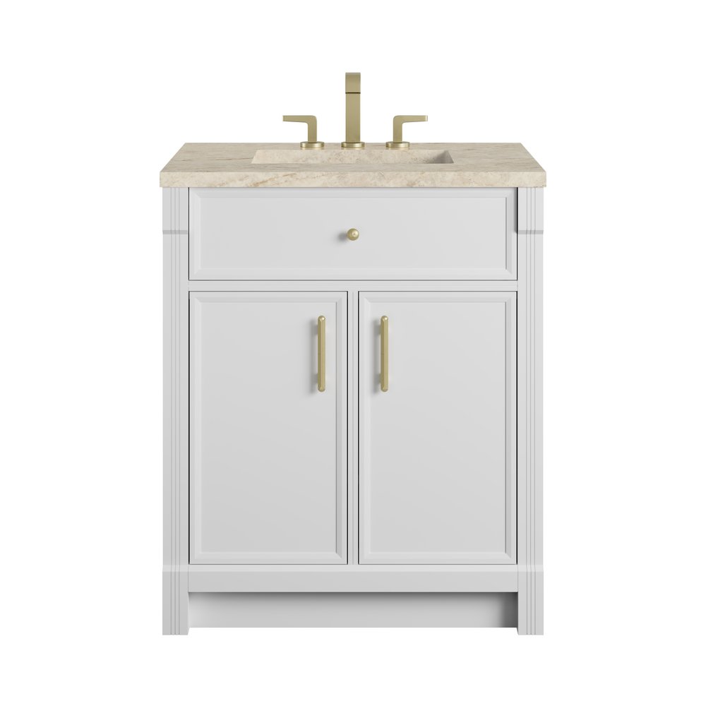 James Martin - Bellshire 30" Single Vanity, Bright White w/ 3 CM Tajnar Eclos Top - 660-V30-BW-3TJR view 1