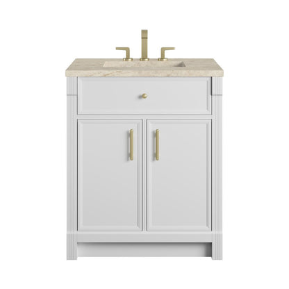 James Martin - Bellshire 30" Single Vanity, Bright White w/ 3 CM Tajnar Eclos Top - 660-V30-BW-3TJR view 1