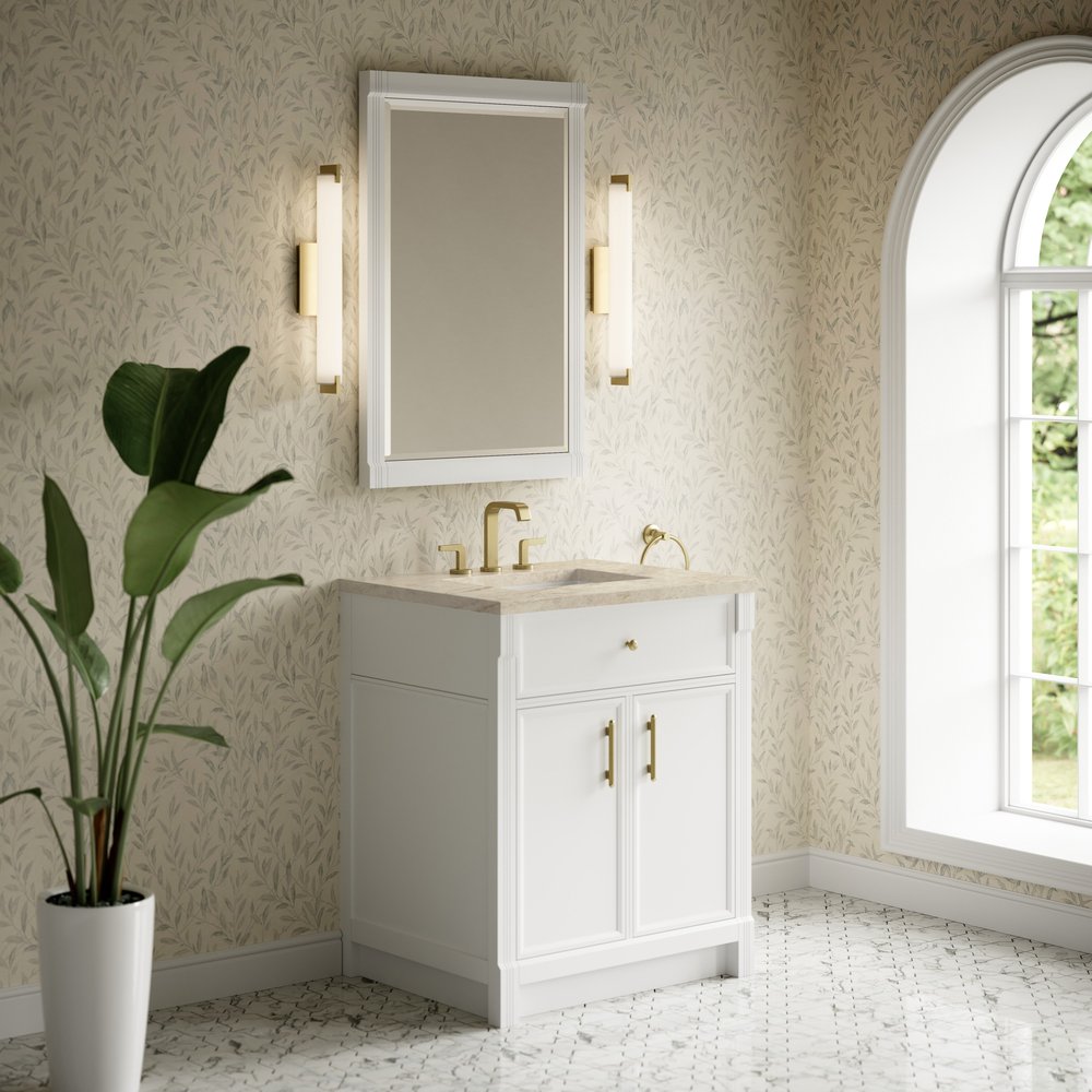 James Martin - Bellshire 30" Single Vanity, Bright White w/ 3 CM Tajnar Eclos Top - 660-V30-BW-3TJR view 4
