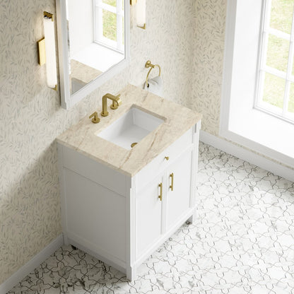 James Martin - Bellshire 30" Single Vanity, Bright White w/ 3 CM Tajnar Eclos Top - 660-V30-BW-3TJR view 7