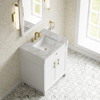 James Martin - Bellshire 30" Single Vanity, Bright White w/ 3 CM Victorian Silver Silestone Top - 660-V30-BW-3VSL view 7