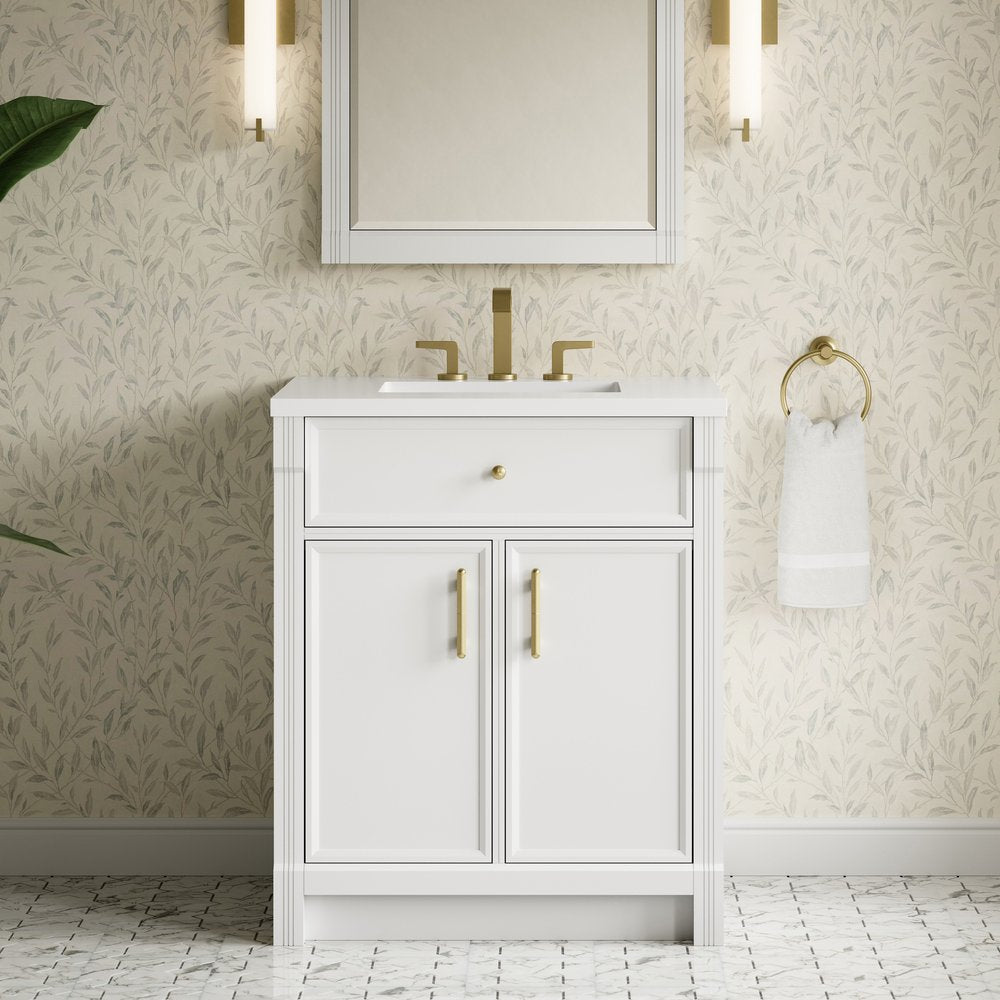 James Martin - Bellshire 30" Single Vanity, Bright White w/ 3 CM White Zeus Silestone Top - 660-V30-BW-3WZ view 4