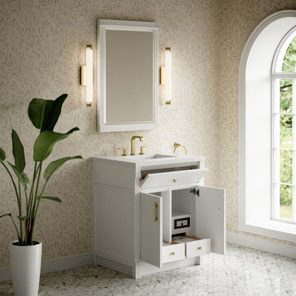 James Martin - Bellshire 30" Single Vanity, Bright White w/ 3 CM White Zeus Silestone Top - 660-V30-BW-3WZ view 7