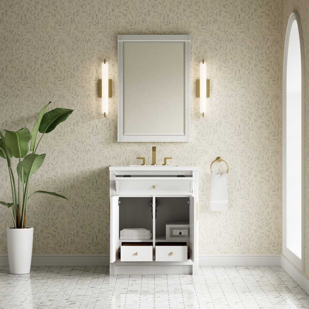 James Martin - Bellshire 30" Single Vanity, Bright White w/ 3 CM White Zeus Silestone Top - 660-V30-BW-3WZ view 8