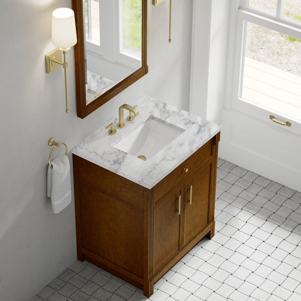 James Martin - Bellshire 30" Single Vanity, Honey Oak w/ 3 CM Carrara Marble Top - 660-V30-HNO-3CAR view 7