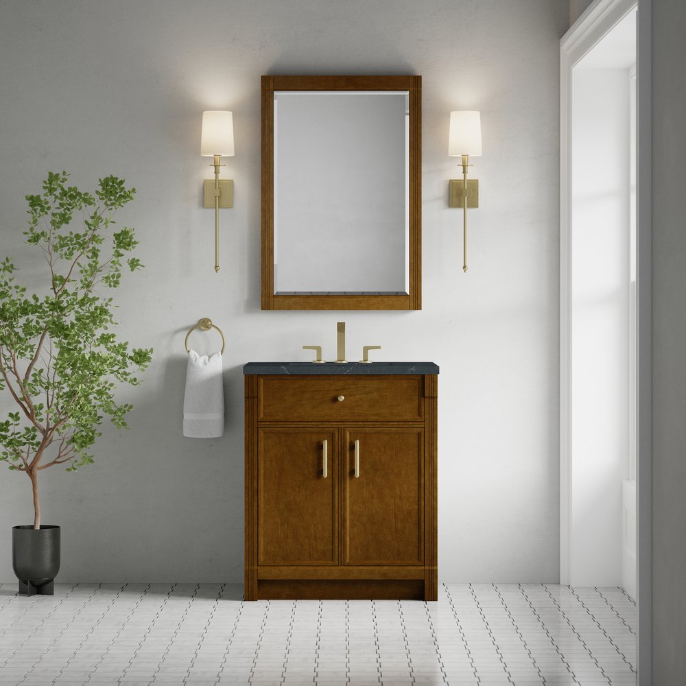 James Martin - Bellshire 30" Single Vanity, Honey Oak w/ 3 CM Charcoal Soapstone Silestone Top - 660-V30-HNO-3CSP view 3