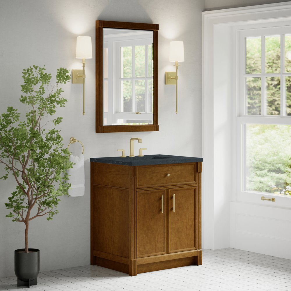 James Martin - Bellshire 30" Single Vanity, Honey Oak w/ 3 CM Charcoal Soapstone Silestone Top - 660-V30-HNO-3CSP view 4