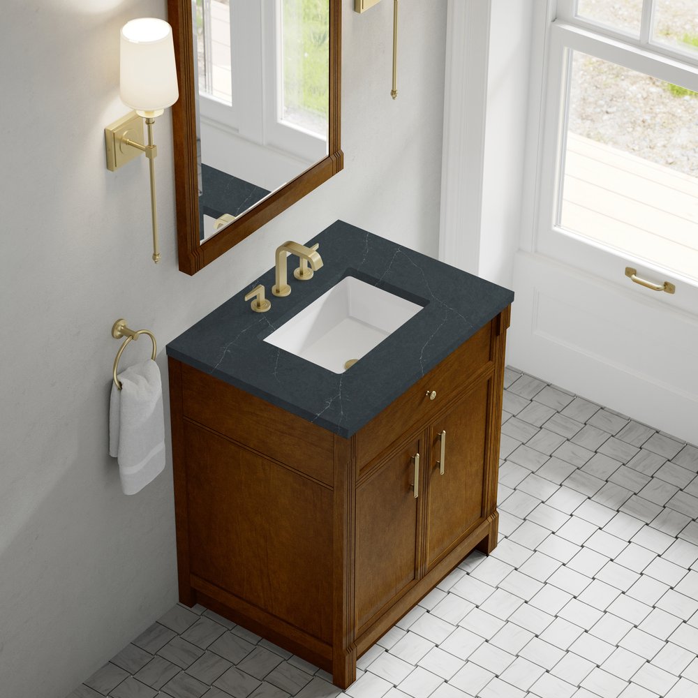 James Martin - Bellshire 30" Single Vanity, Honey Oak w/ 3 CM Charcoal Soapstone Silestone Top - 660-V30-HNO-3CSP view 7