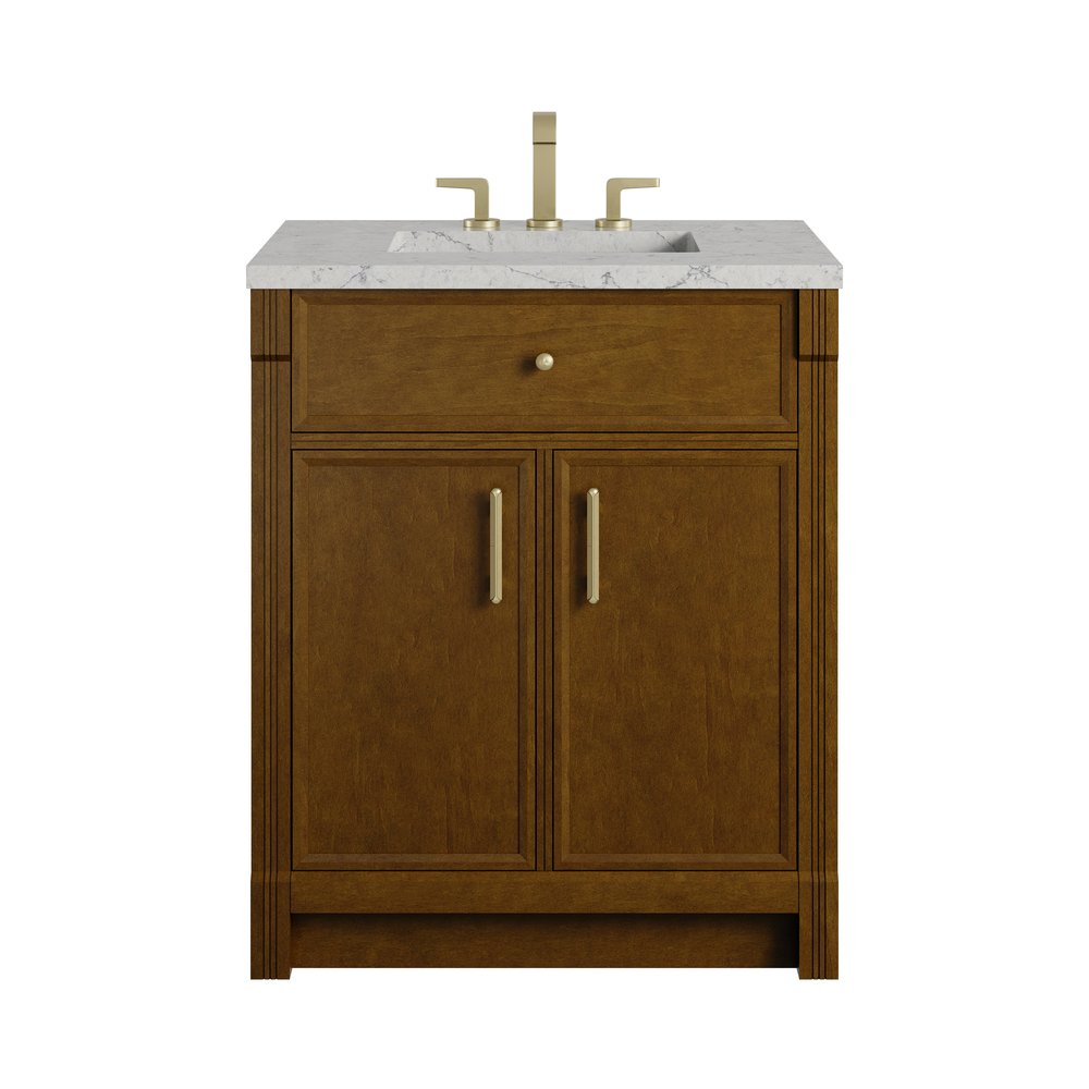 James Martin - Bellshire 30" Single Vanity, Honey Oak w/ 3 CM Eternal Jasmine Pearl Silestone Top - 660-V30-HNO-3EJP view 1