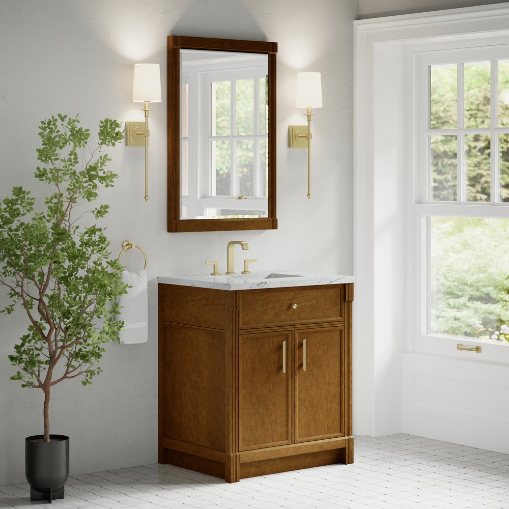James Martin - Bellshire 30" Single Vanity, Honey Oak w/ 3 CM Ethereal Noctis Silestone Top - 660-V30-HNO-3ENC view 4