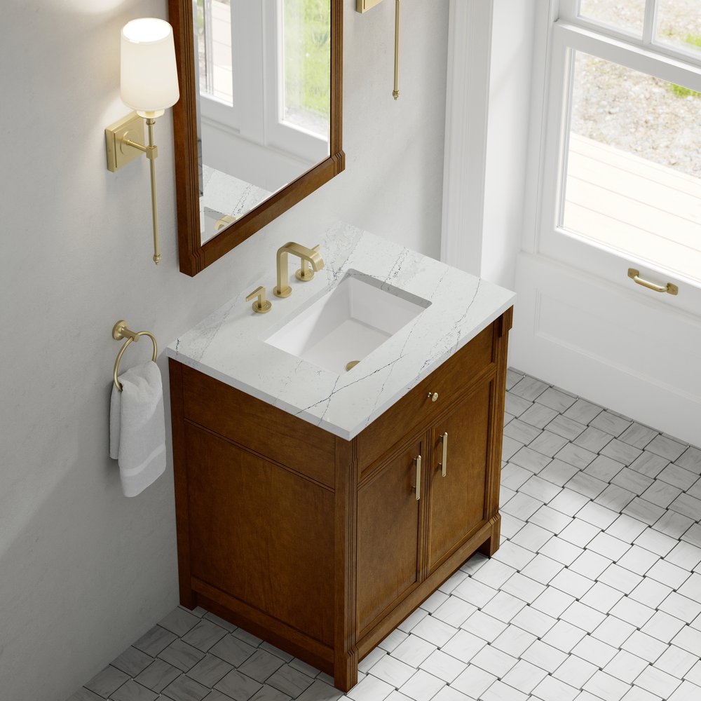 James Martin - Bellshire 30" Single Vanity, Honey Oak w/ 3 CM Ethereal Noctis Silestone Top - 660-V30-HNO-3ENC view 7
